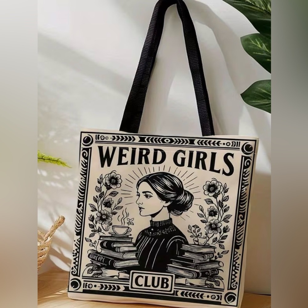 ‘Weird Girls Club’ Black and Cream Tote Bag
